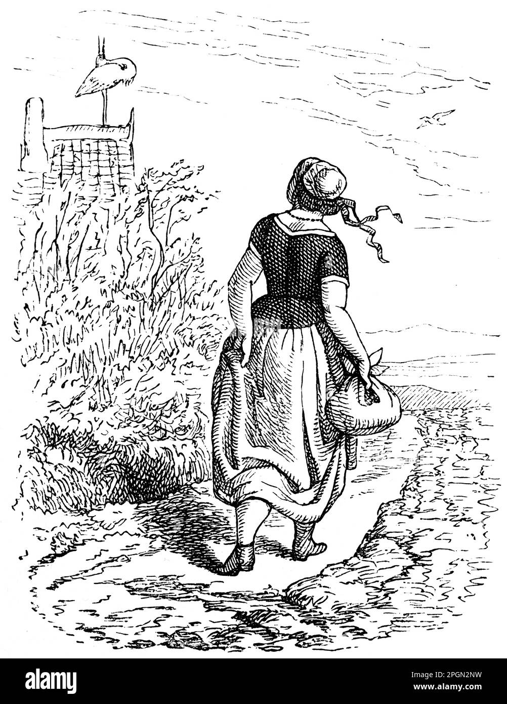 Illustrations à la basse poésie allemande Hanne Nüte un de lütte Pudel, par le poète nord-allemand Fritz Reuter, illustration historique 1868 Banque D'Images