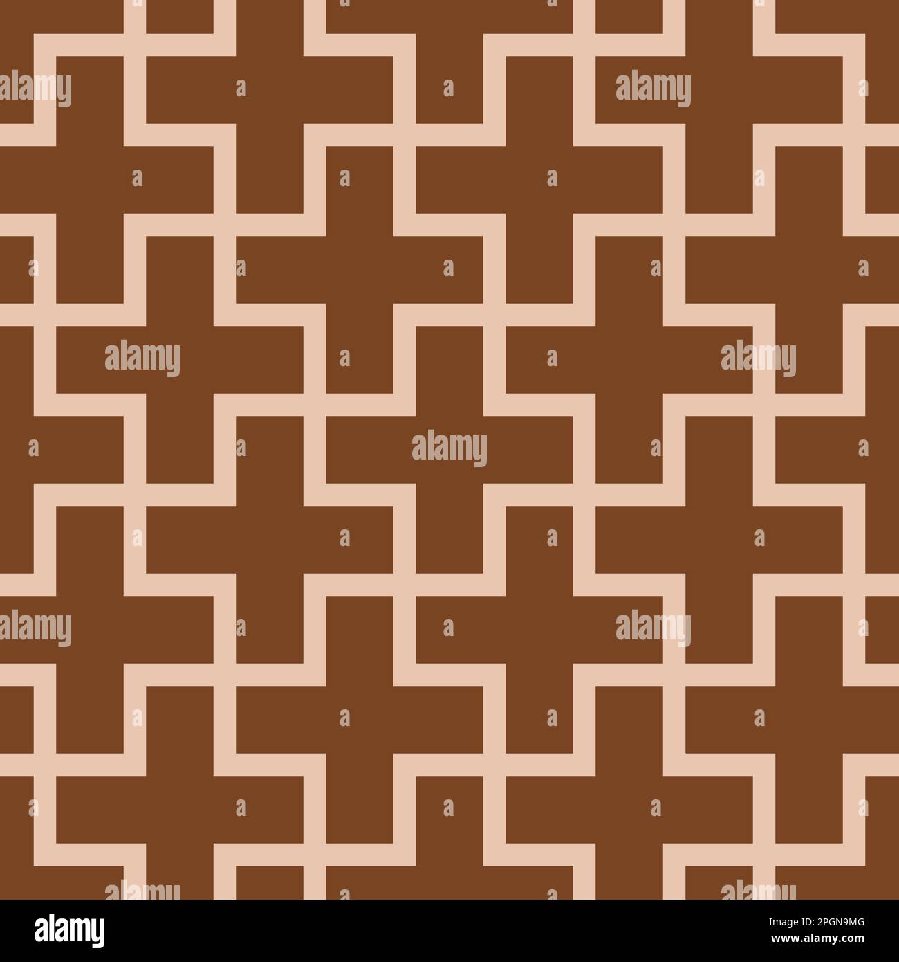 Graphique vectoriel marron et beige sans couture de signes marron plus imbriqués sur un fond beige Illustration de Vecteur