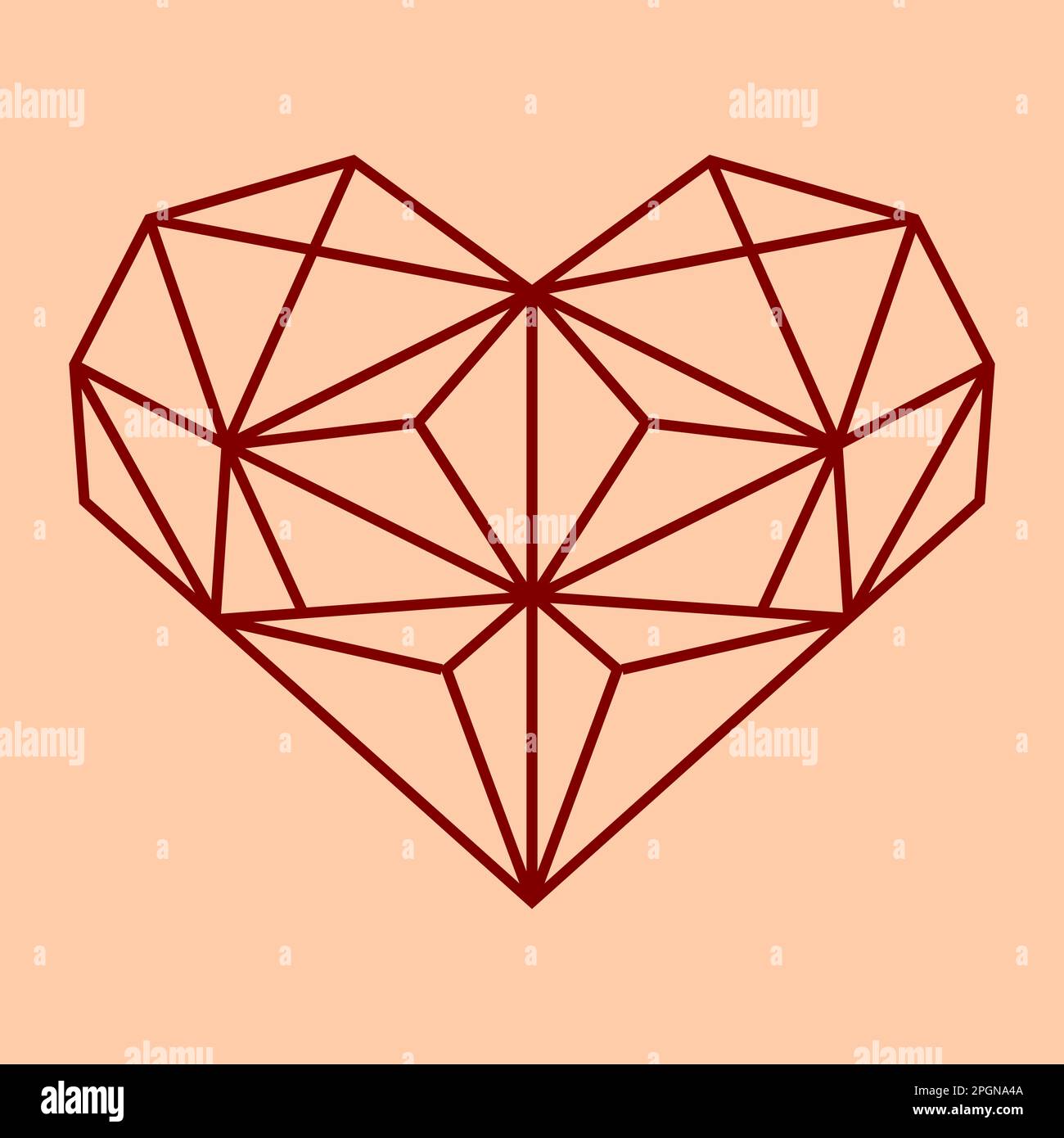 Lignes graphiques vectorielles brunes sous forme de coeur stylisé sur fond marron clair Illustration de Vecteur