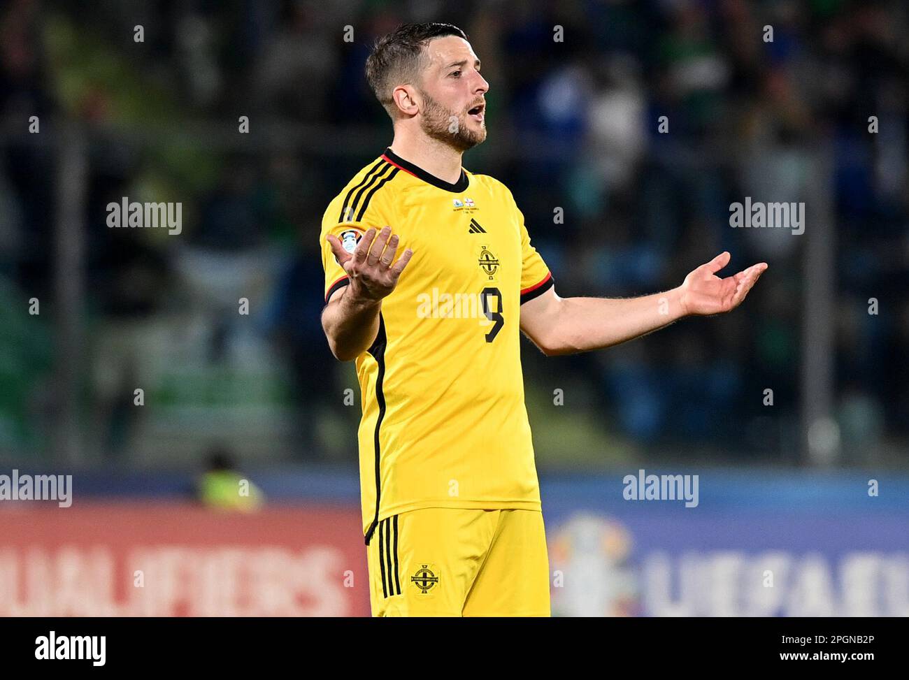 Conor Washington d'Irlande du Nord lors du match de qualification de l'UEFA Euro 2024 au stade de Saint-Marin à Serravalle, Saint-Marin. Date de la photo: Jeudi 23 mars 2023. Banque D'Images