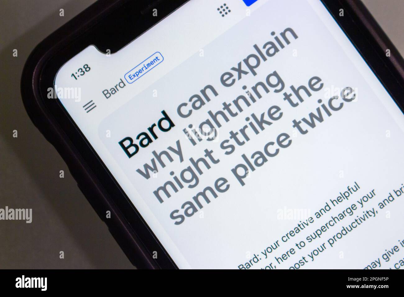 Site officiel de Google Bard, le service de chat ai de Google qui est similaire à ChatGPT d'OpenAI, vu dans iPhone. Bard Waitlist a été ouvert à 21 mars Banque D'Images