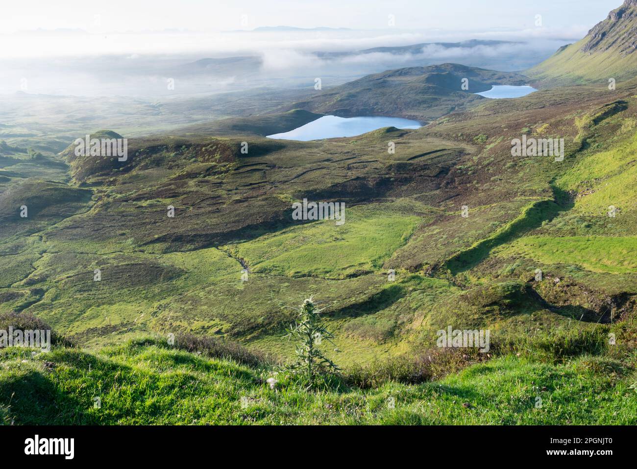 Écosse le glissement de terrain de Quiraing sur la face est de Skye, le sommet le plus au nord de la crête de Trotternish Banque D'Images
