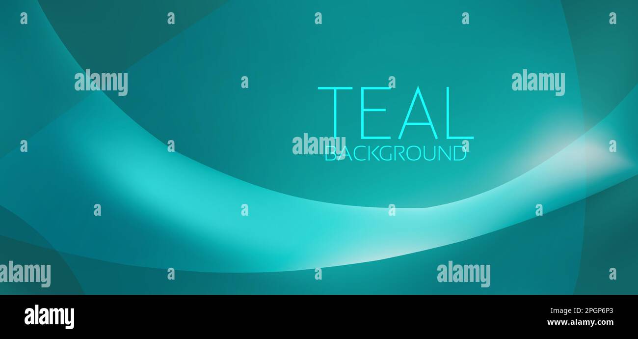 Arrière-plan sarcelle. Abstrait très saturé lumière bleuâtre motif cyan avec ligne incurvée translucide. Graphiques vectoriels Illustration de Vecteur