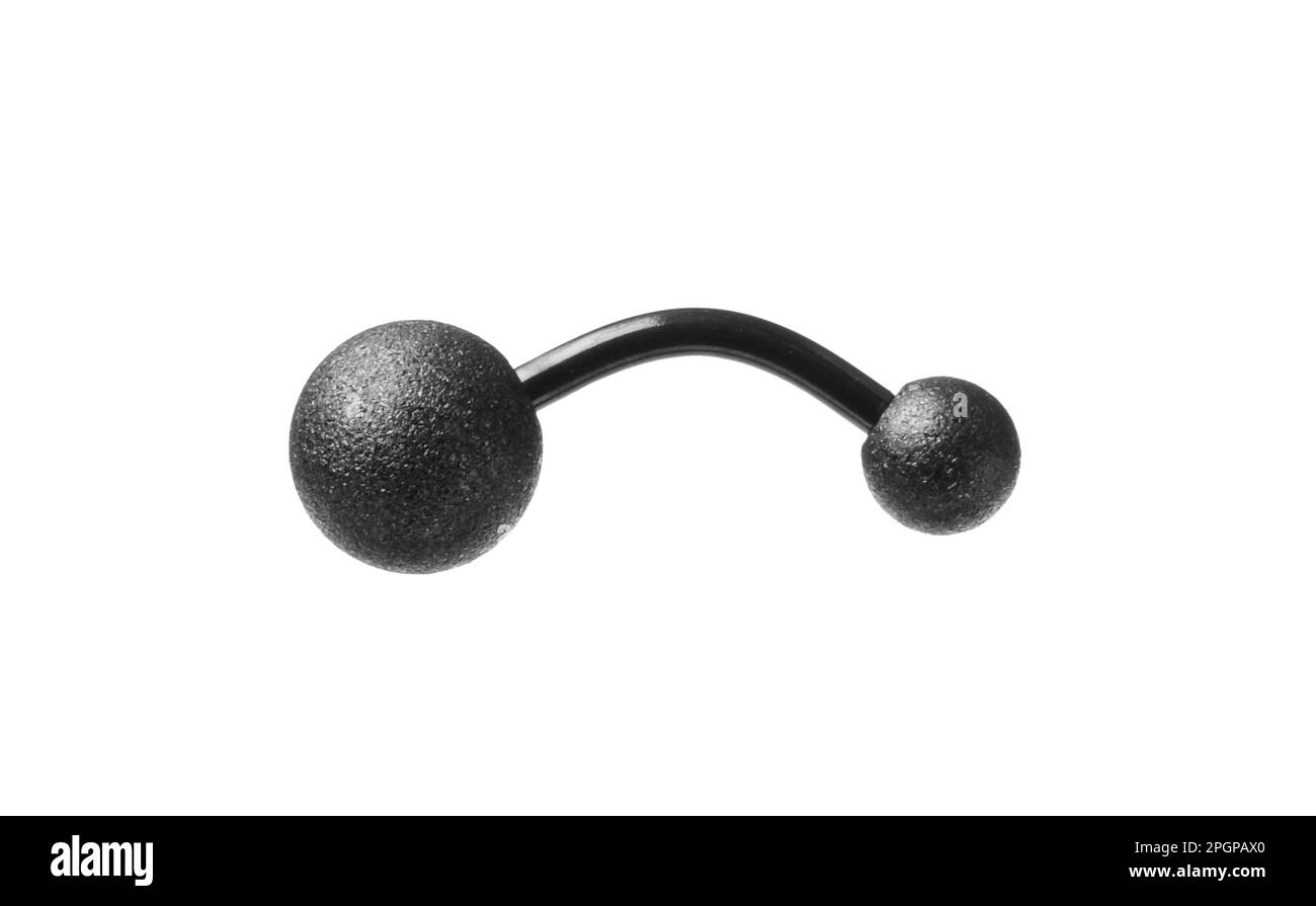 Bijoux perçant. Anneau de bouton ventral isolé sur blanc Banque D'Images