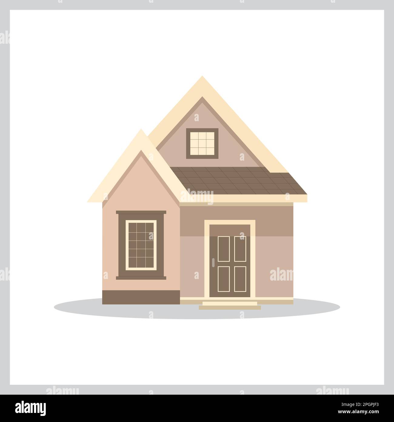 Modèle Vector simple House, One Door et Window House Illustration de Vecteur