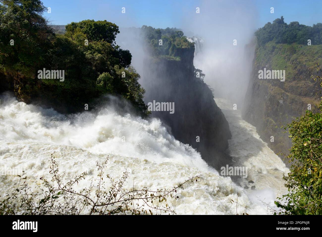 Rivière Zambèze, chutes Victoria, Zambie et Zimbabwe Banque D'Images