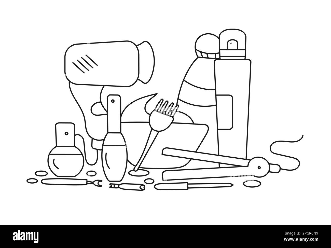livre de coloriage pour enfants avec produits de soins capillaires pour poupées Illustration de Vecteur