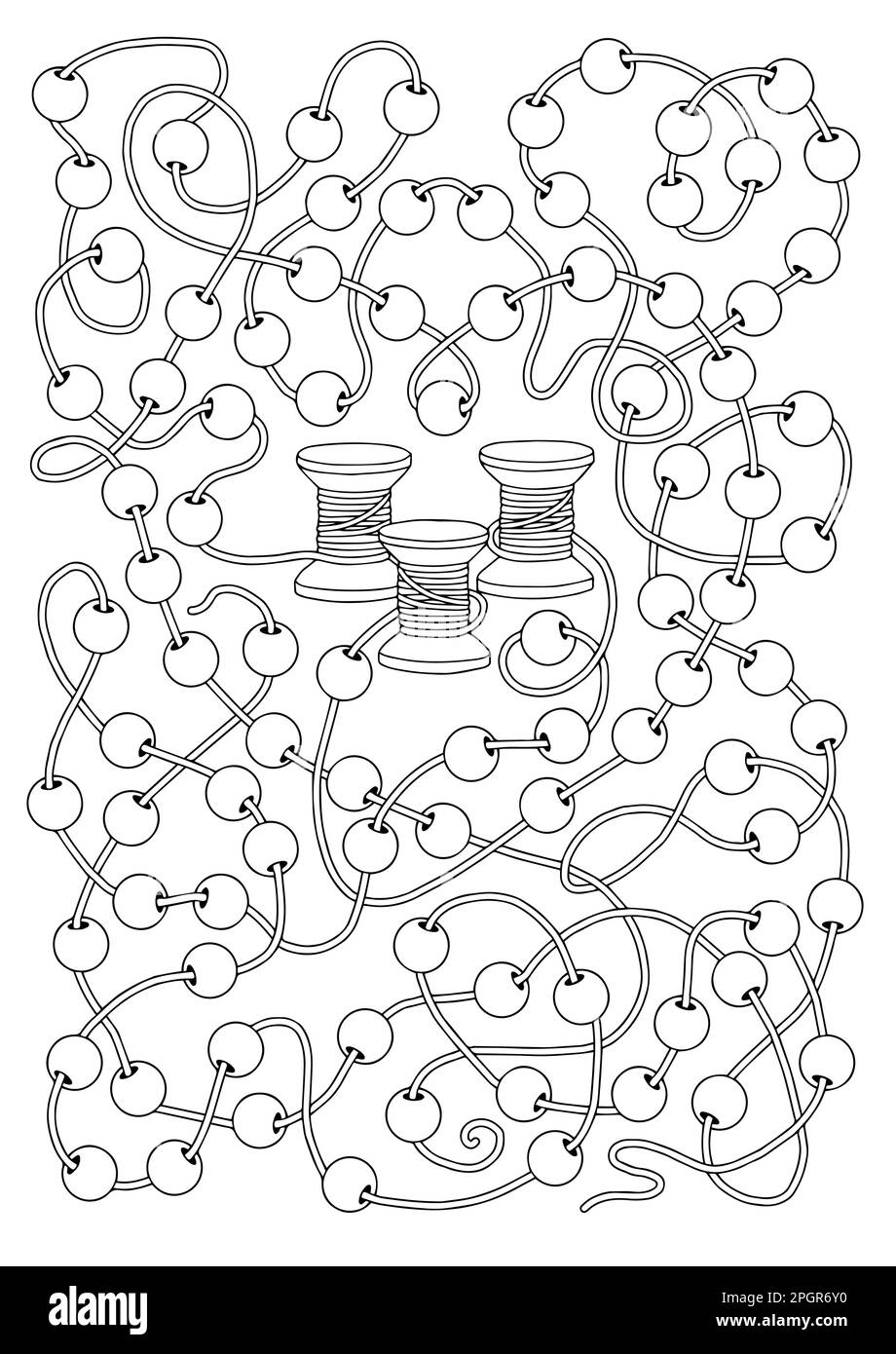 Jeu de labyrinthe pour les enfants, démêlez le fil Illustration de Vecteur