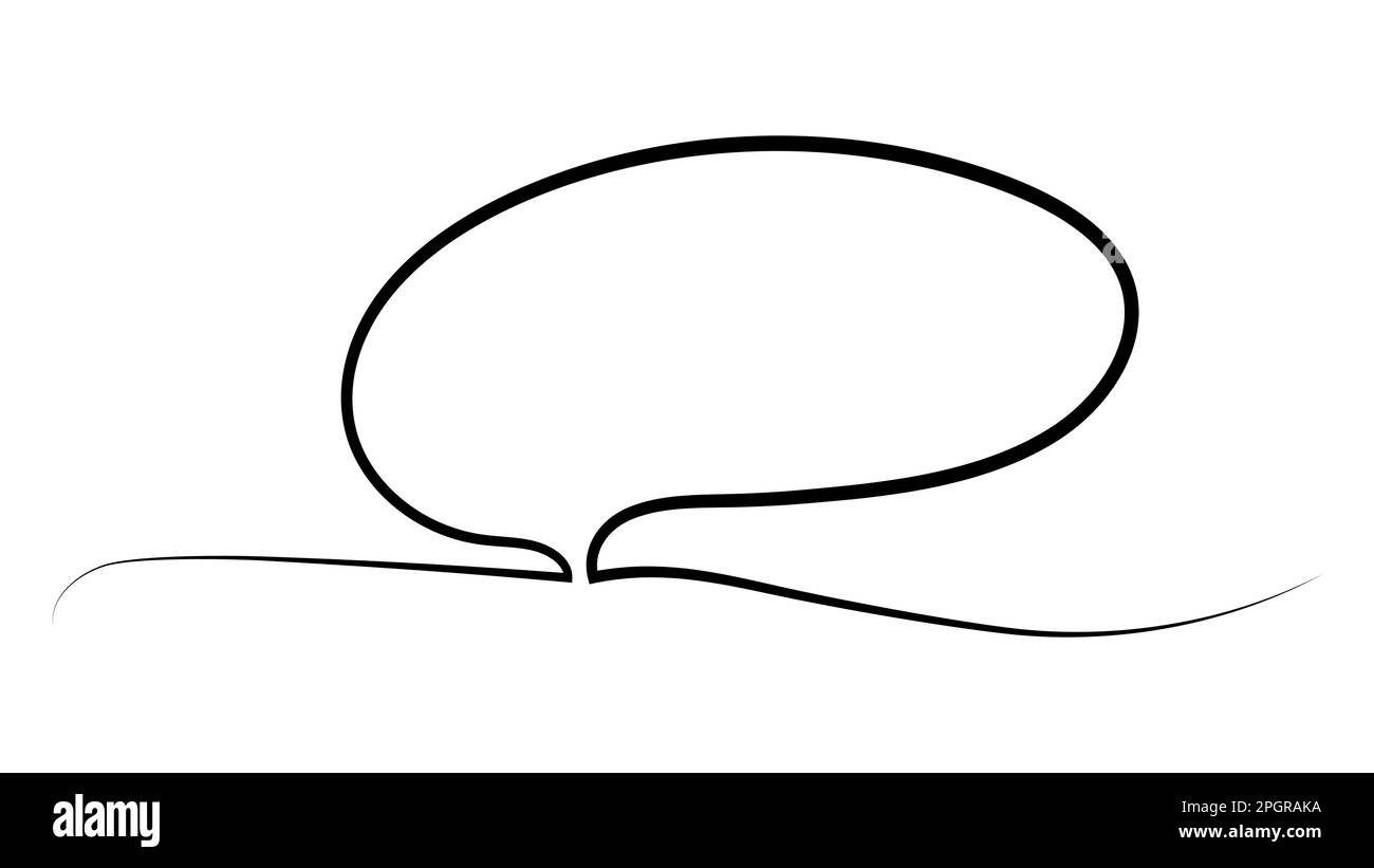 Guillemet de ligne de dessin, bulle de parole continue, bordure de texte de nuage de bulles Illustration de Vecteur