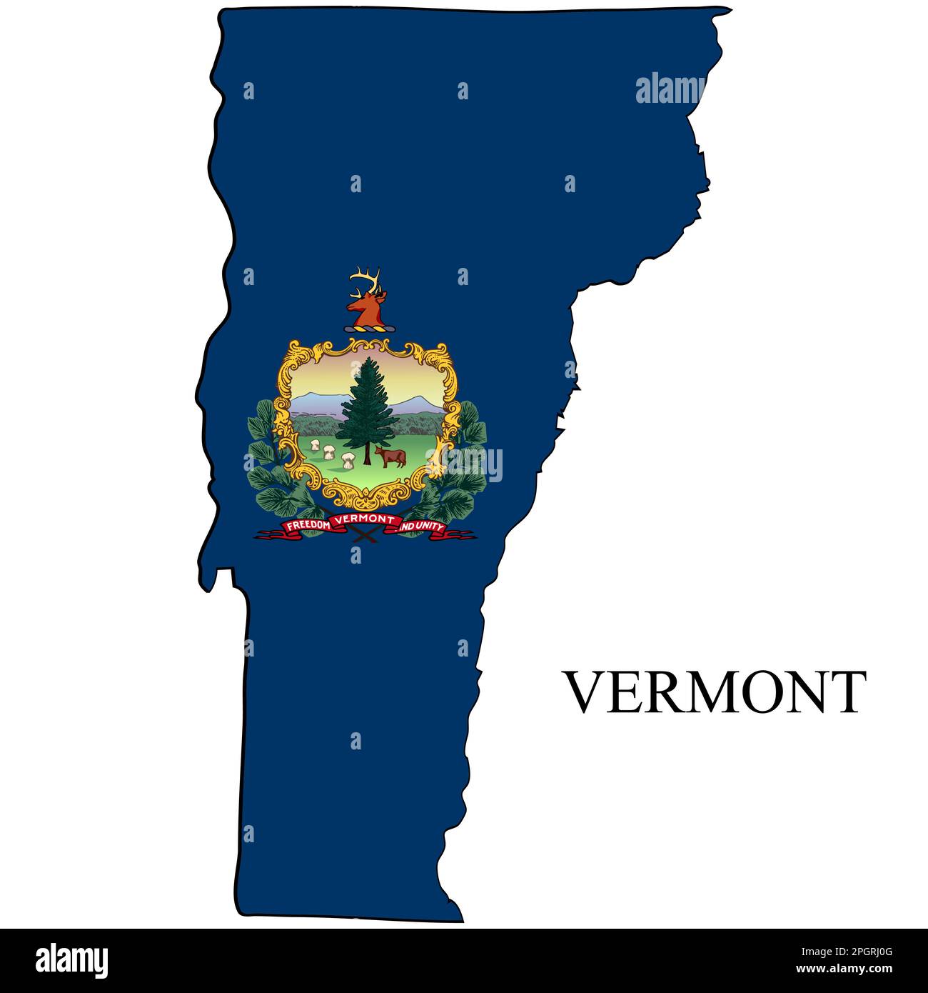 Illustration du vecteur de carte du Vermont. Économie mondiale. État en Amérique. Amérique du Nord. États-Unis. Amérique. ÉTATS-UNIS Illustration de Vecteur