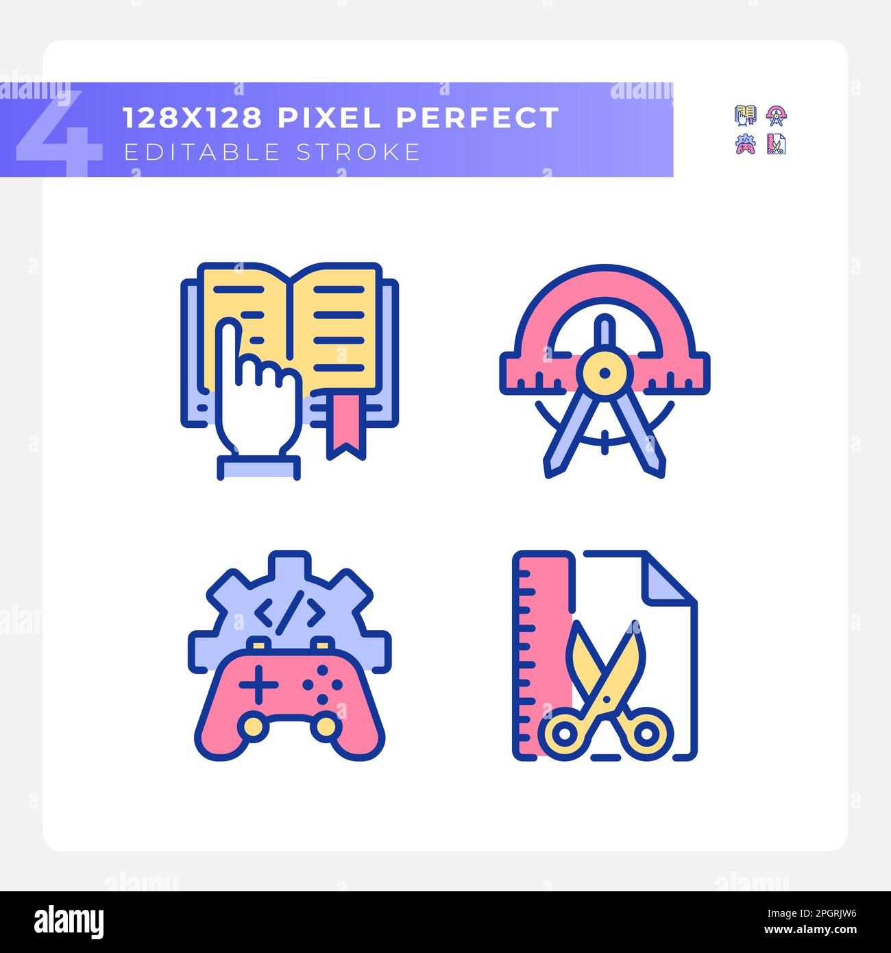 OBJETS LIÉS À STEM pixels Perfect RVB jeu d'icônes de couleur Illustration de Vecteur