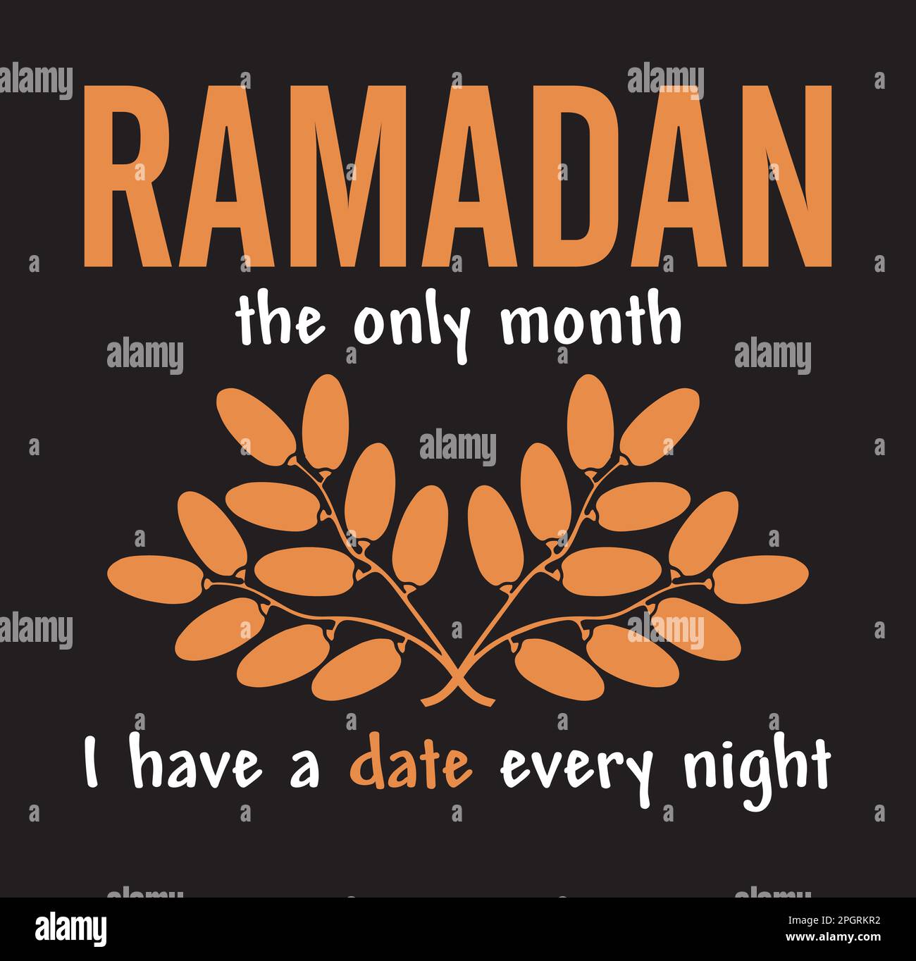Ramadan, le seul mois où j'ai une date tous les soirs. Citation drôle de Ramadan. Illustration de Vecteur