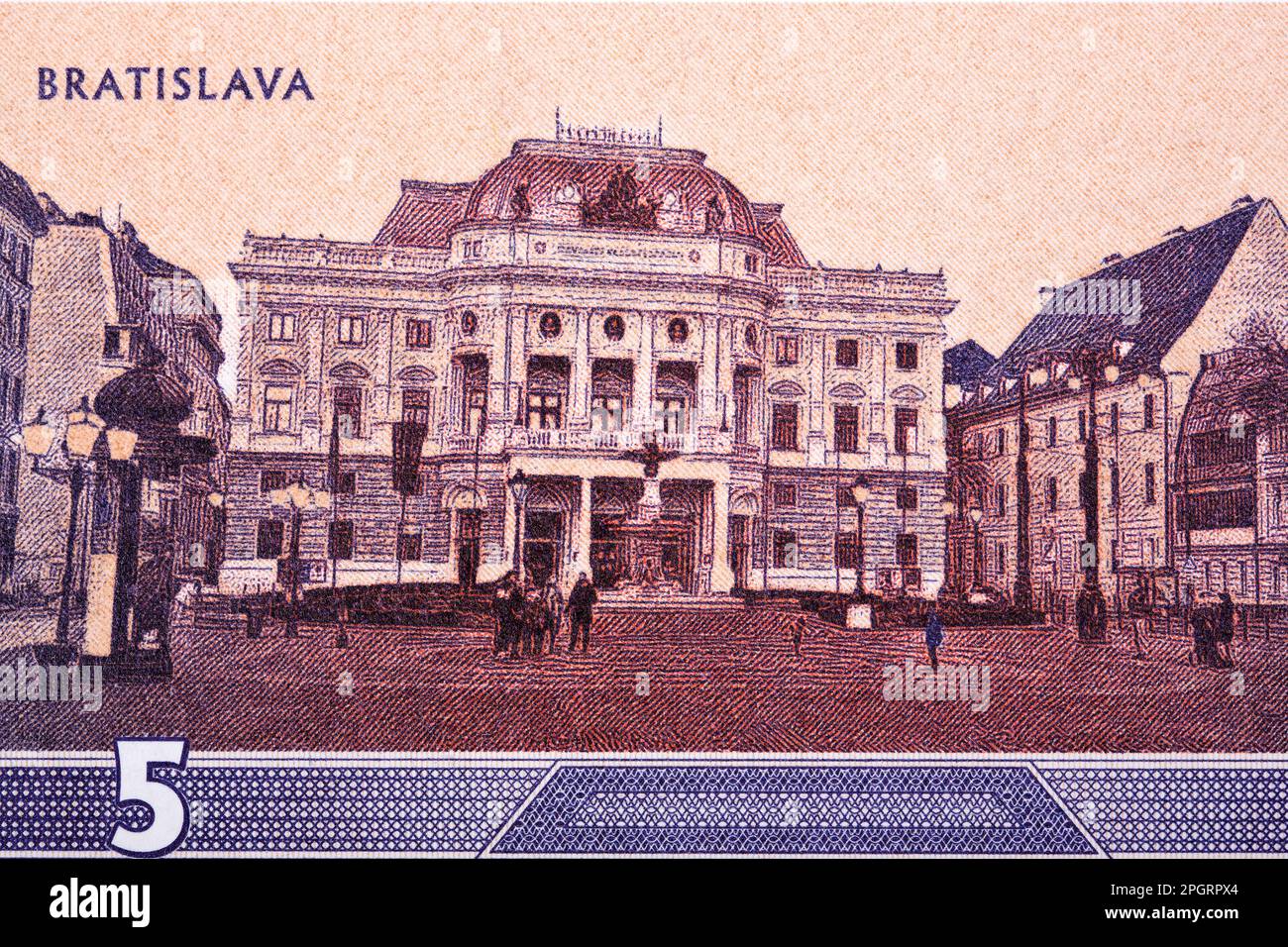 Théâtre bâtiment à Bratislava de l'argent slovaque - Halier Banque D'Images