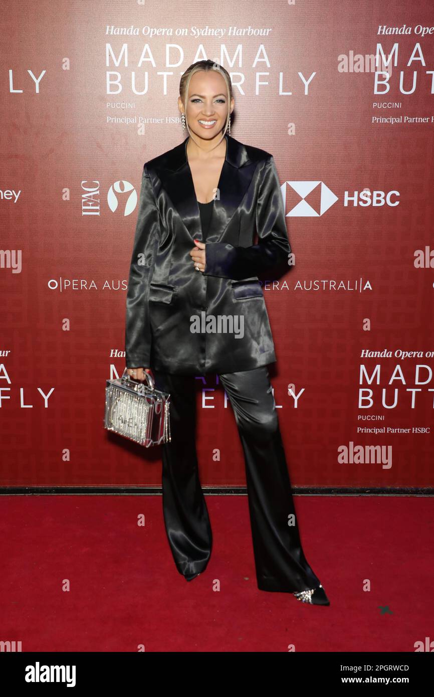 Sydney, Australie. 24th mars 2023. Samantha Jade arrive sur le tapis rouge lors de la soirée d'ouverture de l'opéra Madama Butterfly Handa sur le port de Sydney à Fleet Steps, Mme Macquaries point. Credit: Richard Milnes/Alamy Live News Banque D'Images