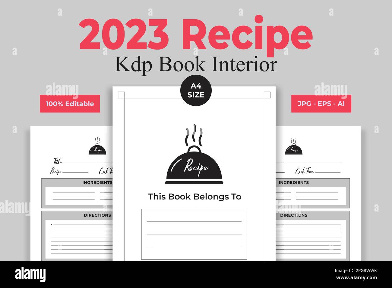 Livre de recettes KDP Interior Low and No Content Book Illustration de Vecteur