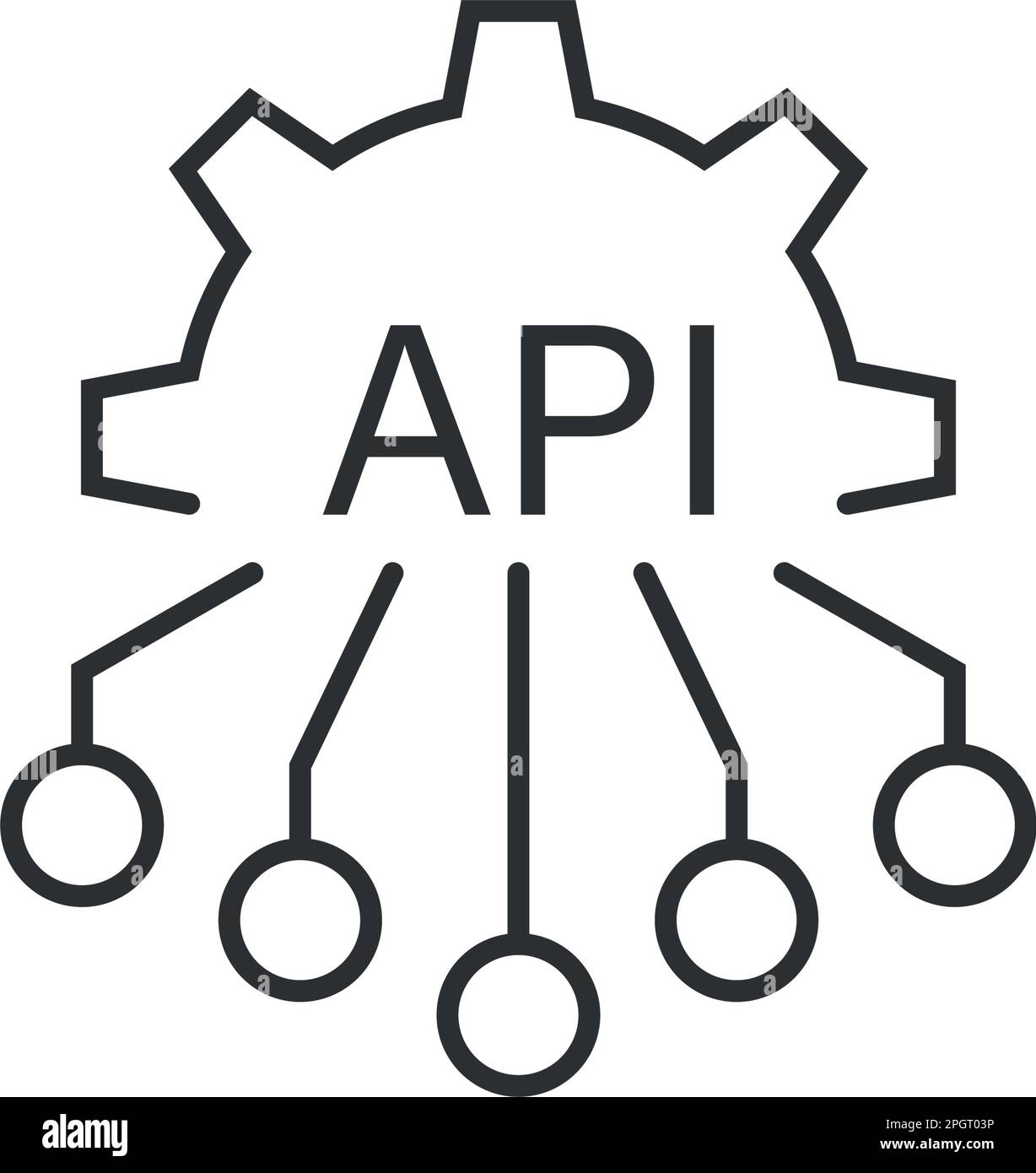 Icône API en style plat. Illustration du vecteur d'intégration logicielle sur un arrière-plan isolé. Concept d'entreprise de signe de programmation d'algorithme. Illustration de Vecteur