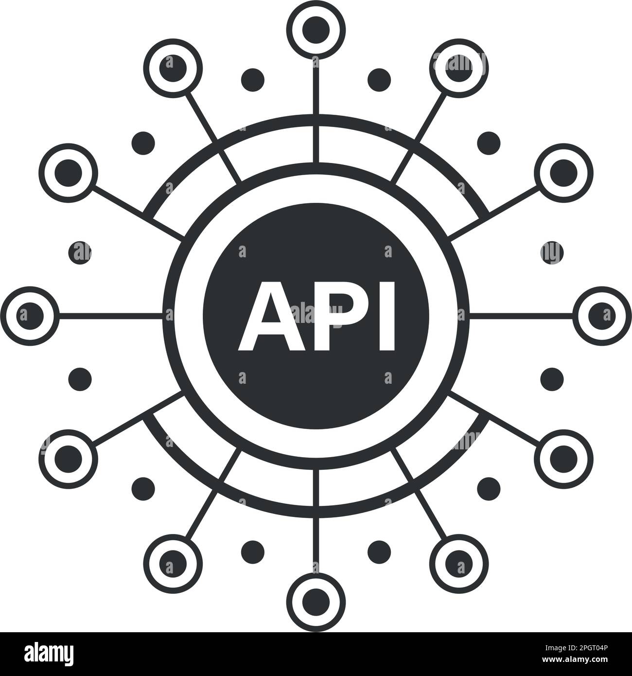 Icône API en style plat. Illustration du vecteur d'intégration logicielle sur un arrière-plan isolé. Concept d'entreprise de signe de programmation d'algorithme. Illustration de Vecteur