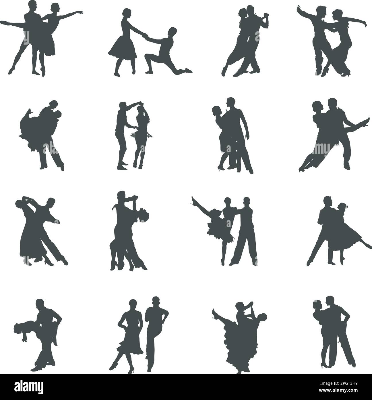 Silhouette de danse de salle de bal, silhouette de danse de salle de bal simple, danse de salle de bal SVG, silhouette de danse. Illustration de Vecteur