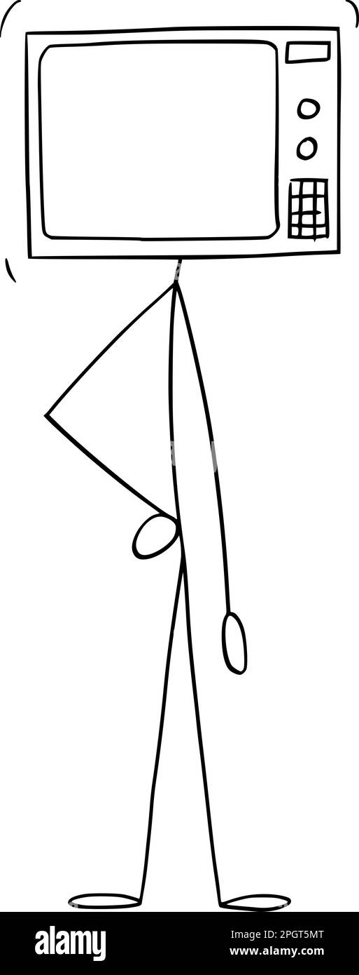 Personne avec TV ou télévision comme tête , dessin animé vectoriel chiffre ou illustration de caractère. Illustration de Vecteur