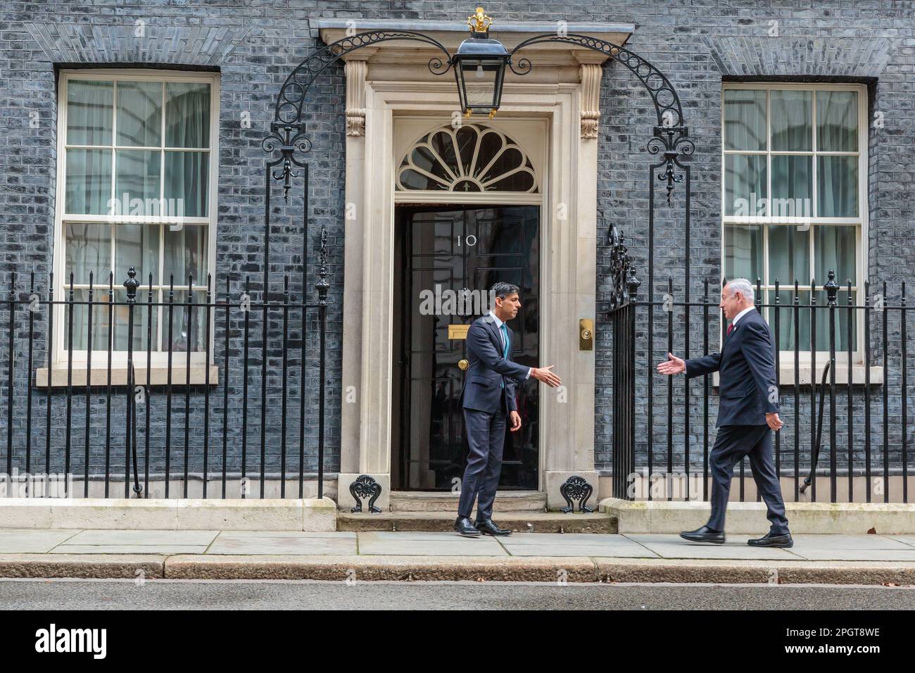 Downing Street, Londres, Royaume-Uni. 14th mars 2023. Le Premier ministre britannique, Rishi Sunak, souhaite la bienvenue au Premier ministre israélien, Benjamin Netanyahu, à Downing Street, Londres, au Royaume-Uni. Photo par Amanda Rose/Alamy Live News Banque D'Images