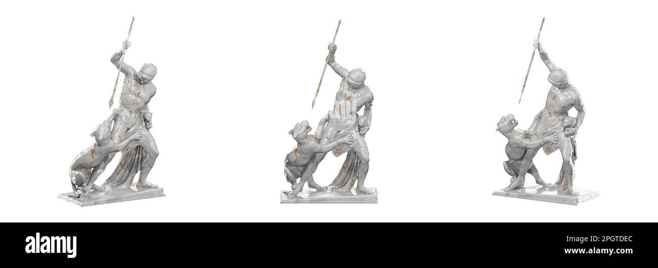 3D réalisation de la sculpture 'The Panther Hunter' par J.A. Jerichau, créé à l'aide de Blender. Cette représentation très détaillée et précise est parfaite pour tous Banque D'Images
