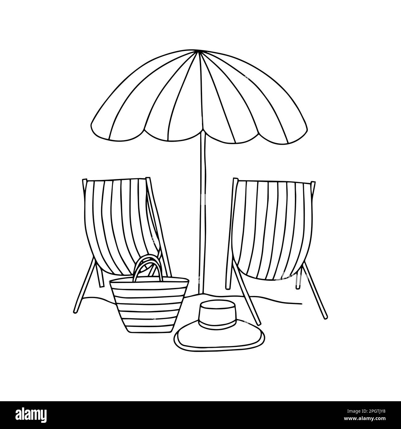 parasol et chaises de plage Illustration de Vecteur