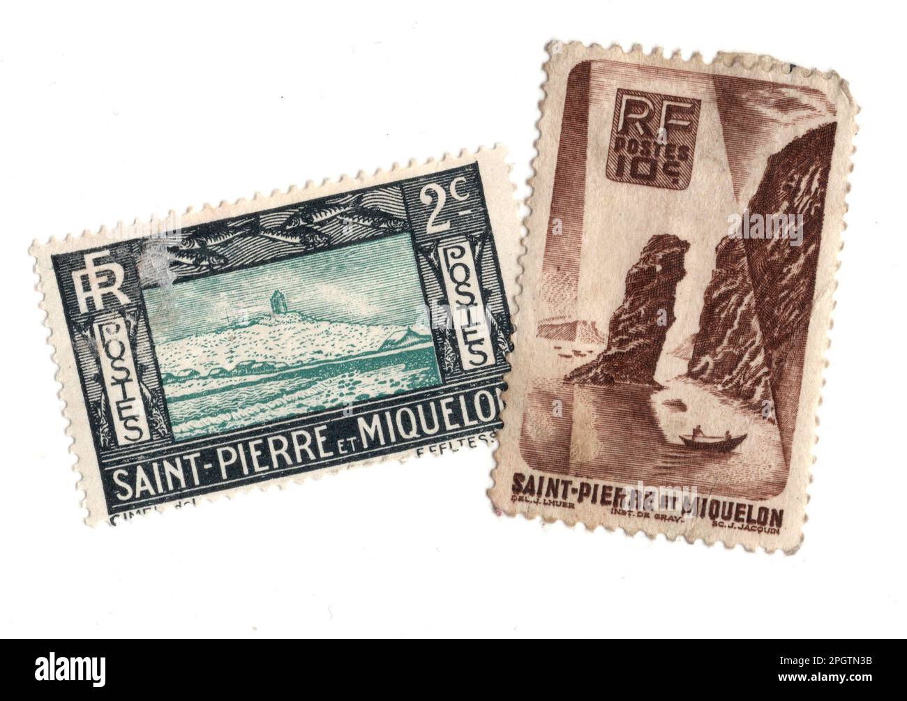 Timbres-poste à la menthe vintage de l'Afrique de l'Ouest française isolés sur fond blanc. Banque D'Images