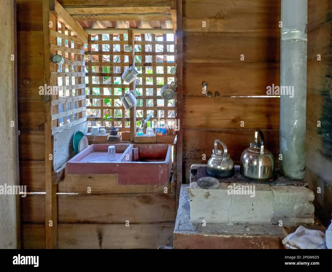 Naranjo, Costa Rica - Ferme traditionnelle costaricienne à la ferme et à l'usine de transformation de café Espirituu Santo. Banque D'Images