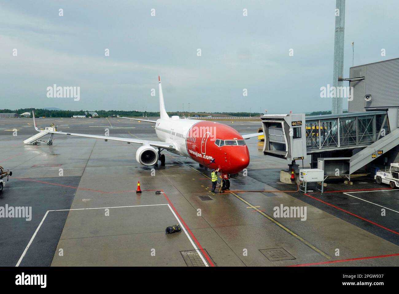 Norvège, Oslo, avion de Norwegian Airlines à l'aéroport d'Oslo Gardenmoen photo © Fabio Mazzarella/Sintesi/Alamy stock photo Banque D'Images