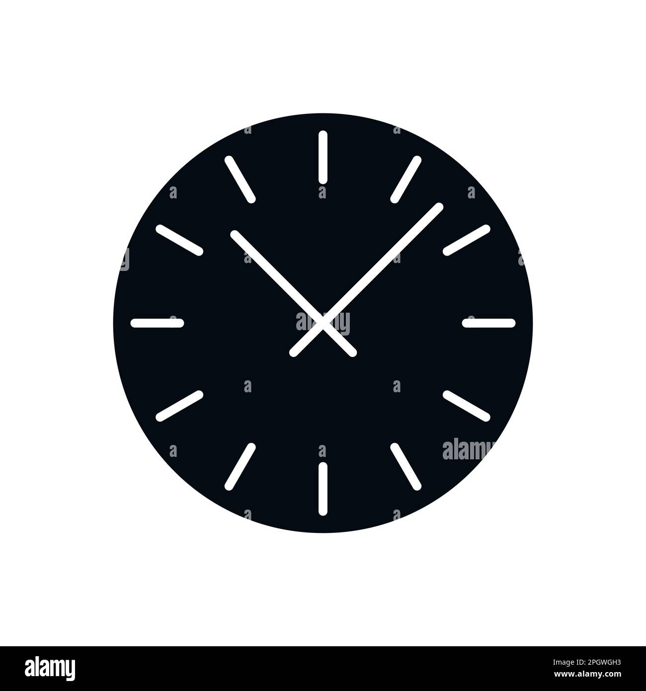 Icône d'horloge noire plate sur fond blanc. Illustration vectorielle Illustration de Vecteur