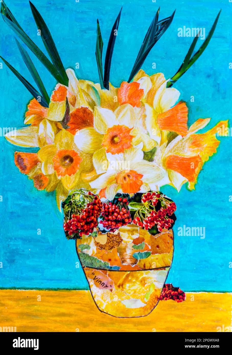 Van Gogh vase de fleurs avant qu'il découvre des tournesols Banque D'Images