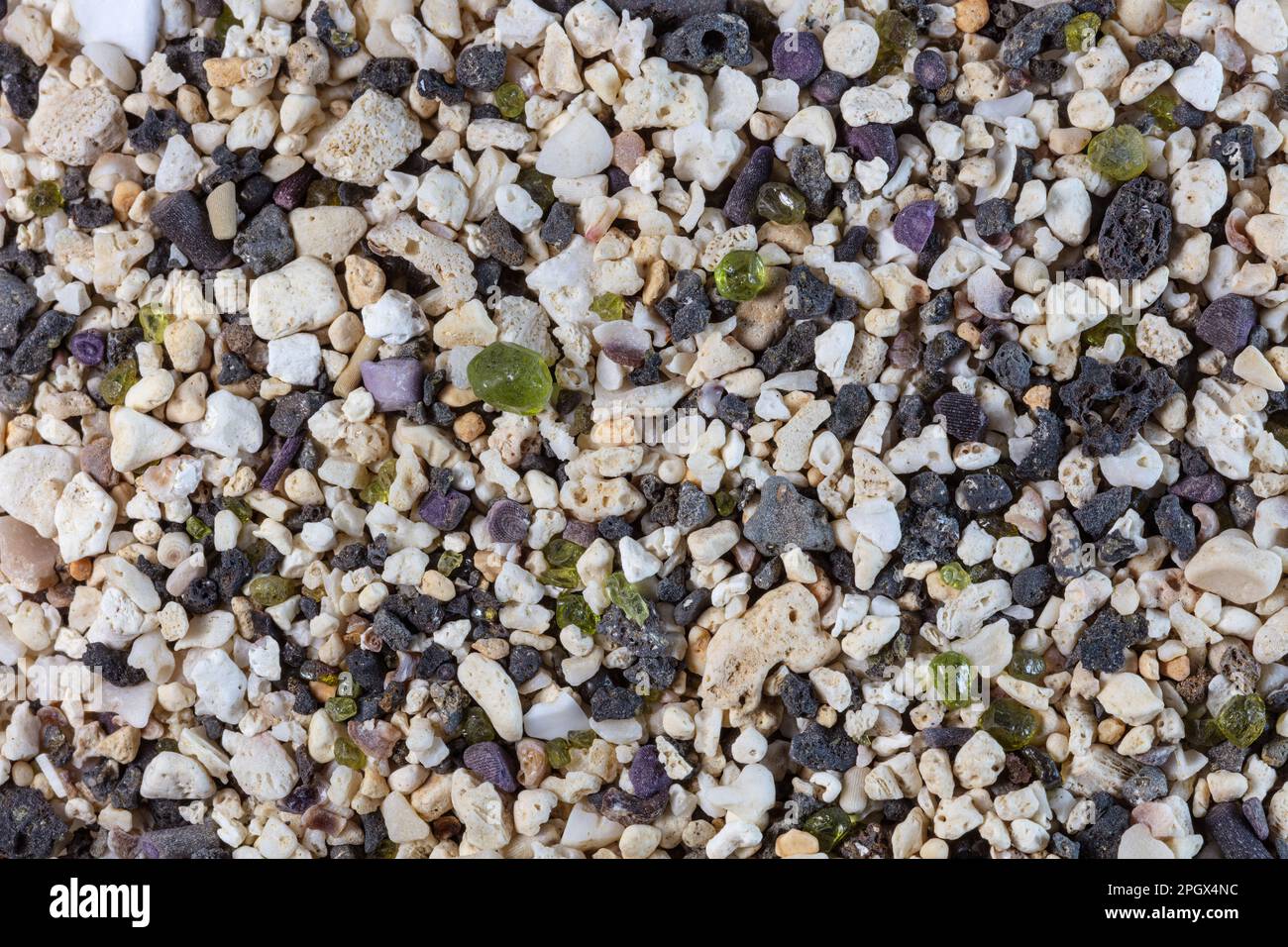Sable de corail et de basalte avec olivine, South point, île d'Hawaï Banque D'Images