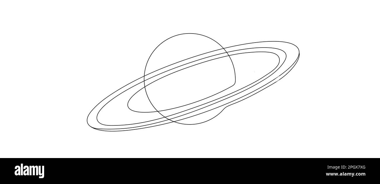 Plan continu d'une ligne planète Saturne. Concept d'espace. Illustration graphique vectorielle de dessin à une seule ligne Illustration de Vecteur