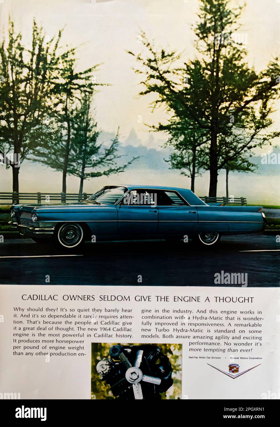 Publicité Cadillac 64 dans un magazine NatGeo, février 1964 Banque D'Images