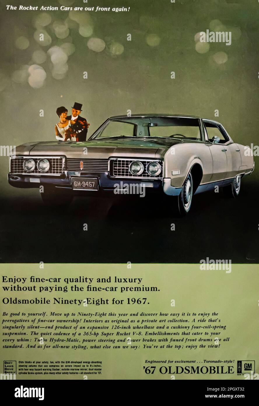 Publicité Oldsmobile 67 dans un magazine NatGeo, novembre 1966 Banque D'Images