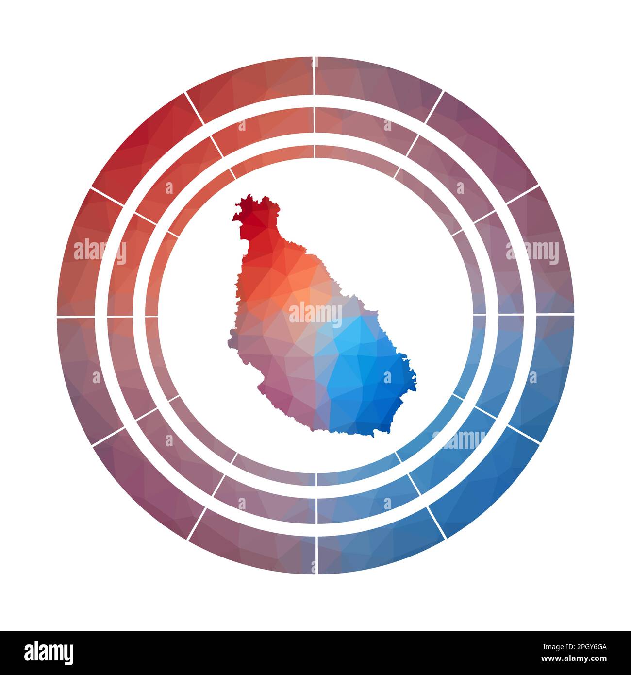 Badge de l'île Santiago. Logo dégradé lumineux dans un style poly bas. Illustration de Vecteur