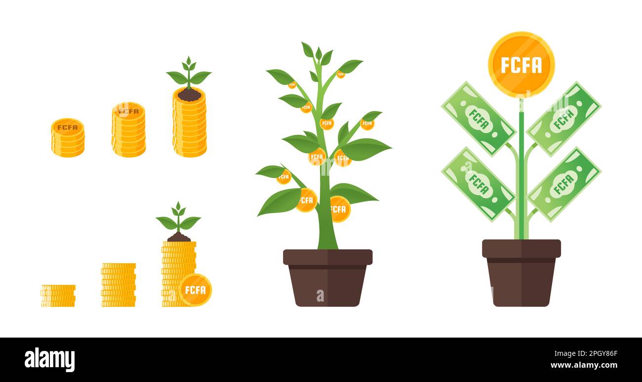 Croissance de l'arbre monétaire du franc CFA d'Afrique centrale Illustration de Vecteur