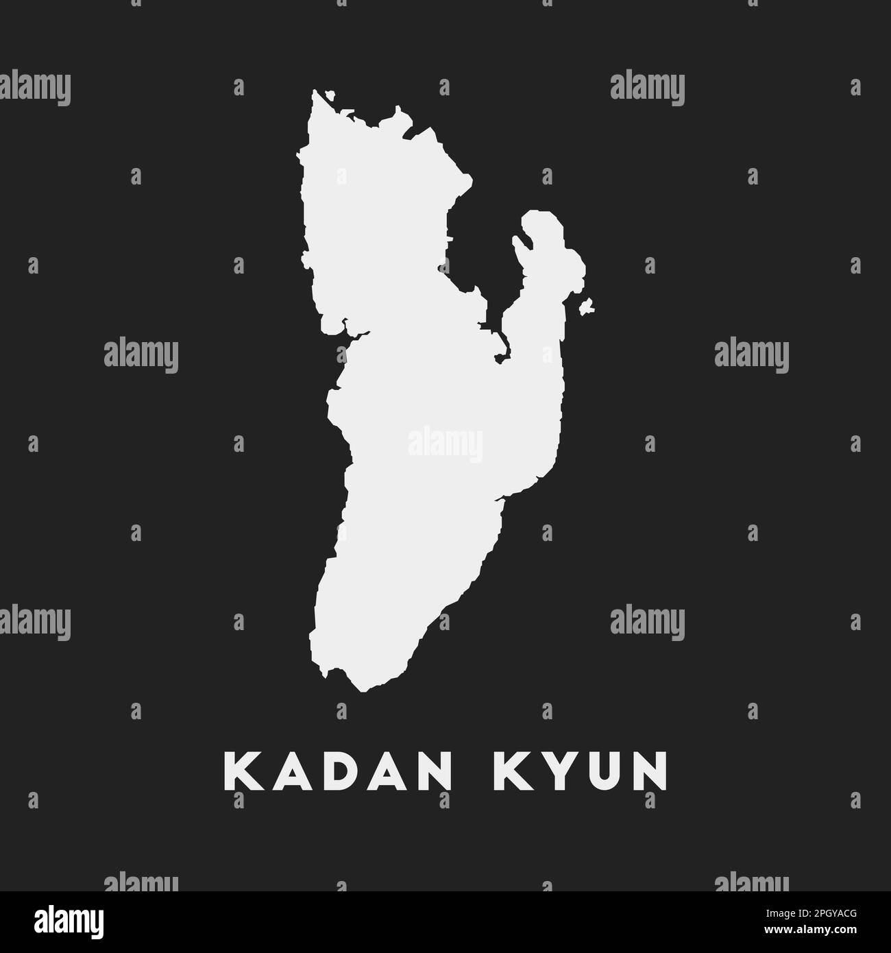 Icône Kadan Kyun. Carte de l'île sur fond sombre. Carte élégante de Kadan Kyun avec le nom de l'île. Illustration vectorielle. Illustration de Vecteur
