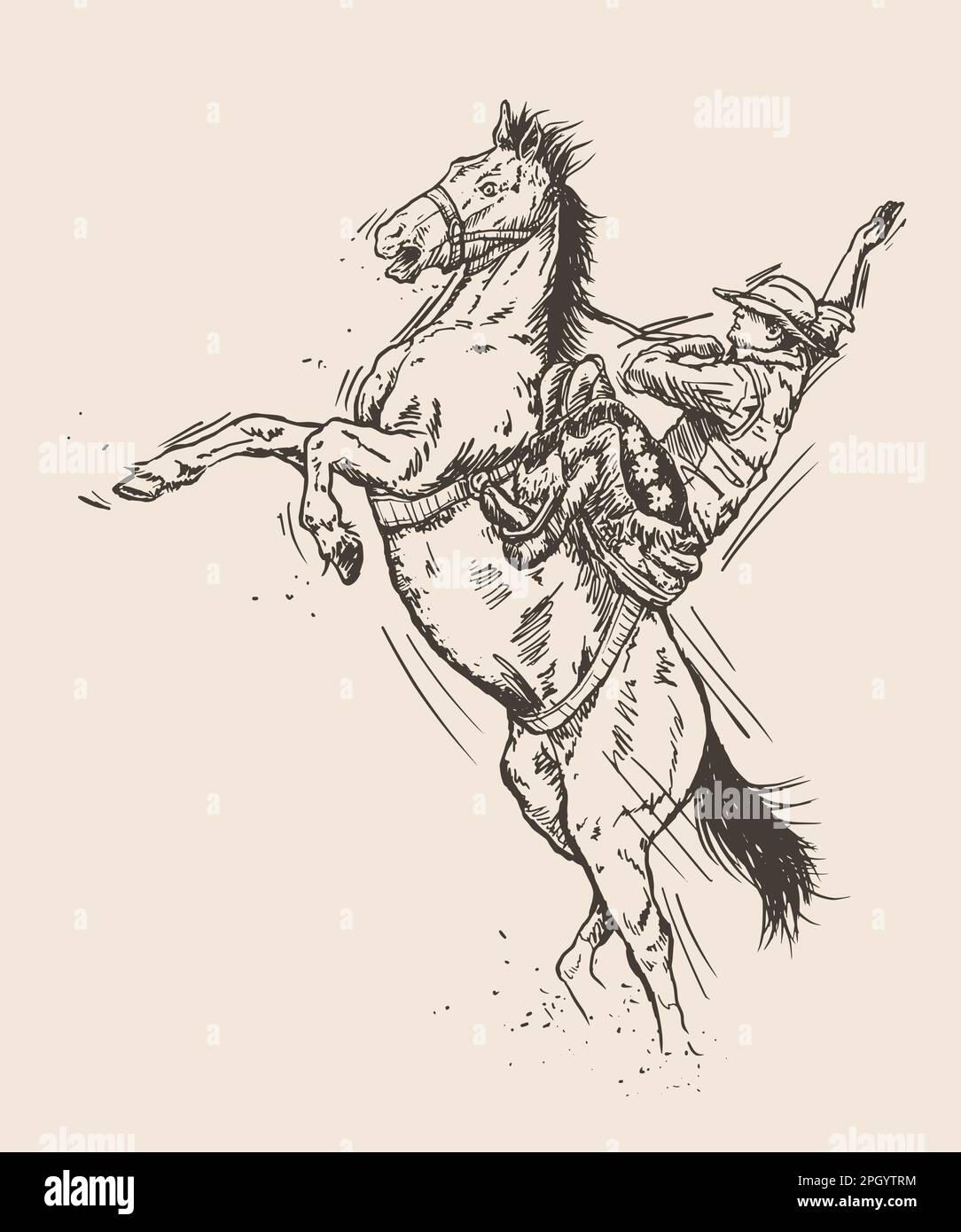 cowboy sur cheval. Dessin à la main, illustration vectorielle Illustration de Vecteur