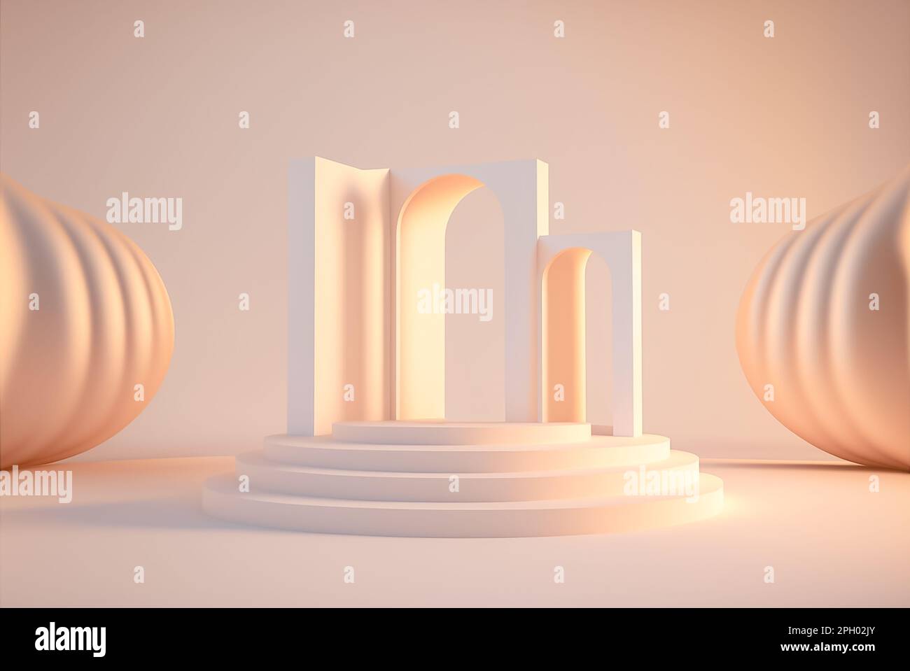 Fond de podium naturel produit d'affichage beige couleur luxe et minimal, rendu 3D Banque D'Images