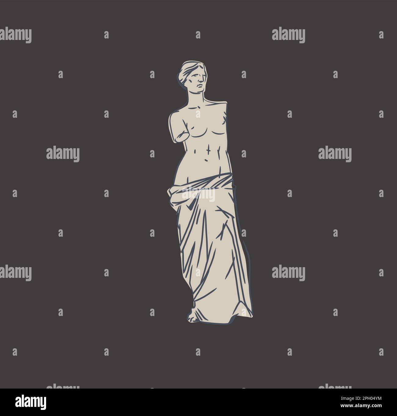 Dessin à la main vecteur abstrait contour, graphique, art ligne grec ancienne sculpture statue art ligne dessin moderne.Antique statues classiques dans le bohème à la mode Illustration de Vecteur