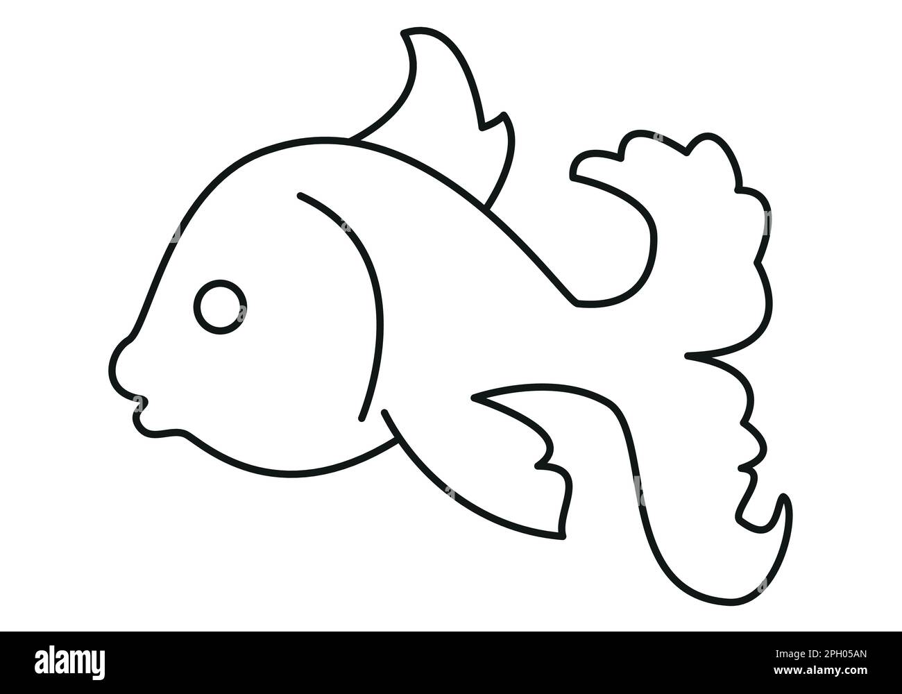aquarium poisson - dessin animé dessin schématique simple dessin vectoriel noir et blanc illustration isolée sur blanc Illustration de Vecteur