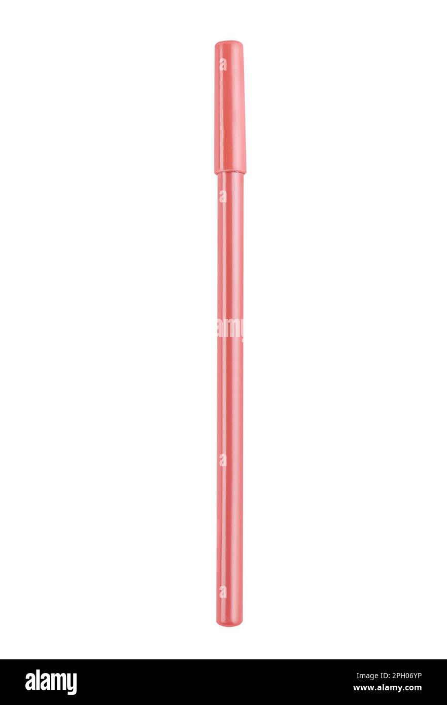 Crayon à lèvres isolé sur blanc, vue de dessus. Produit cosmétique Banque D'Images