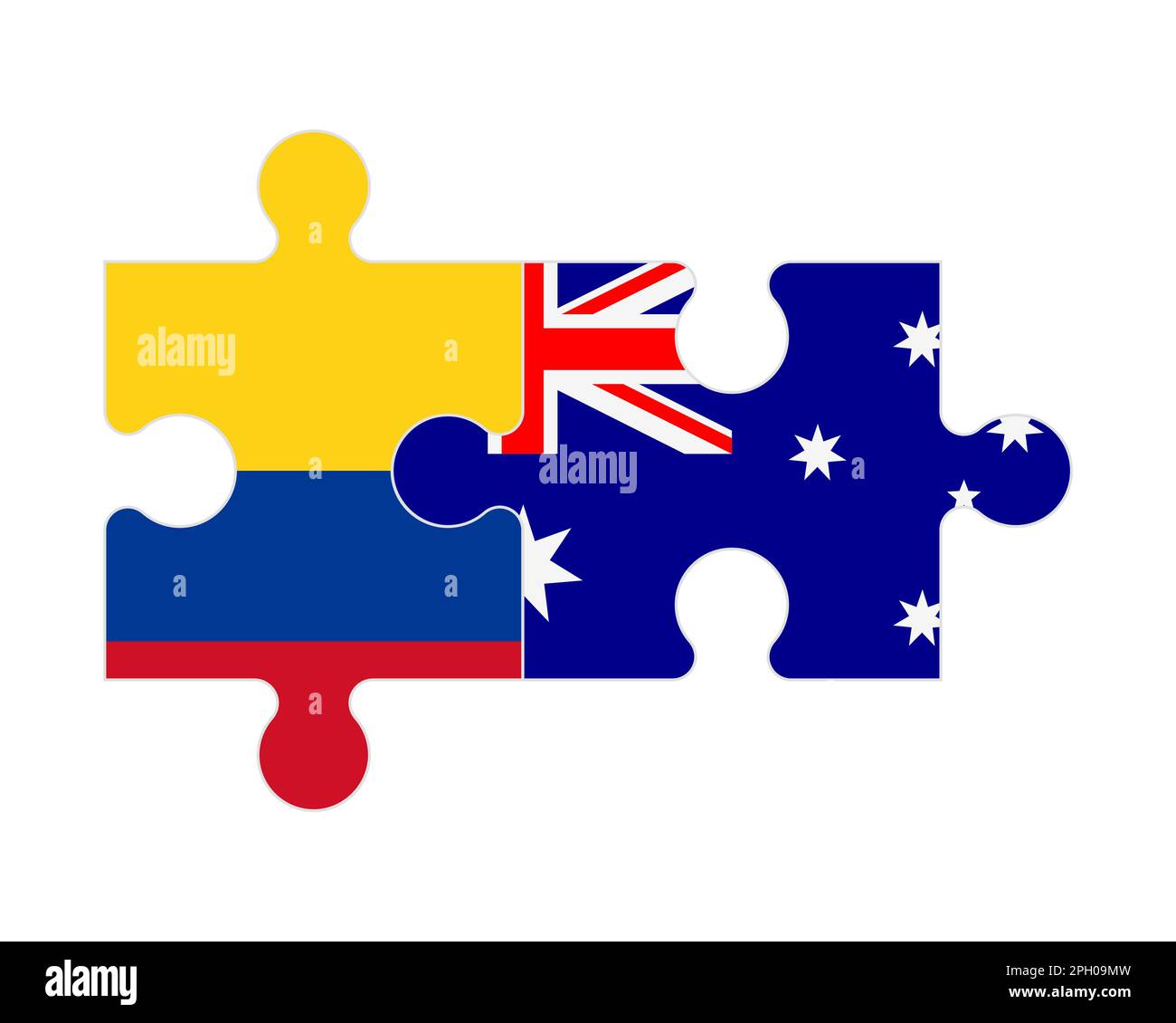 Puzzle connecté des drapeaux de la Colombie et de l'Australie, vecteur Illustration de Vecteur