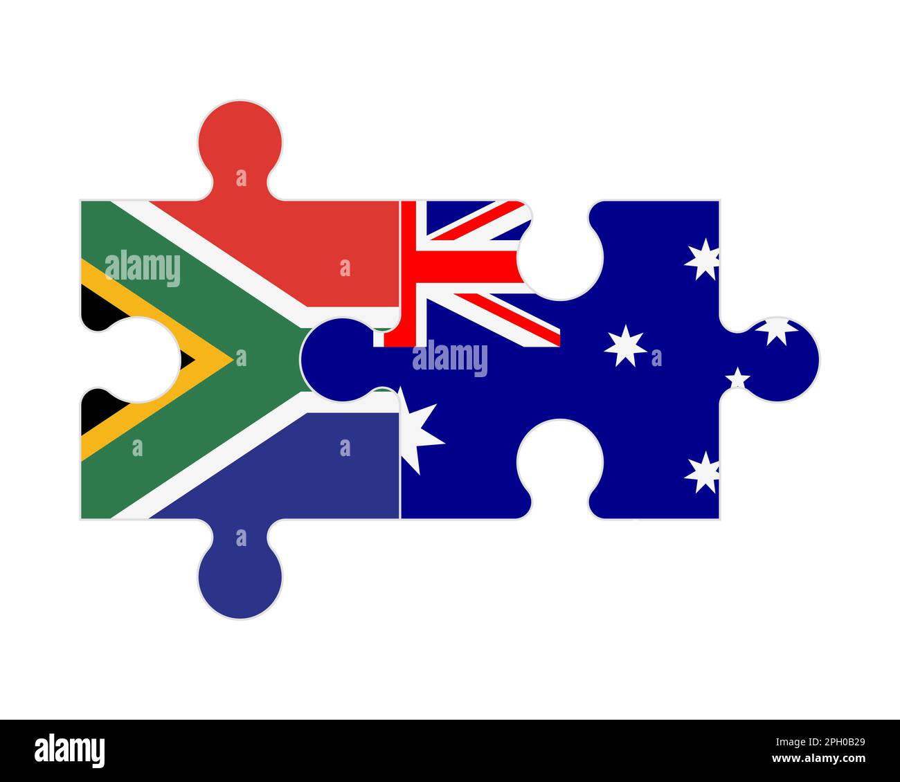 Puzzle connecté des drapeaux de l'Afrique du Sud et de l'Australie, vecteur Illustration de Vecteur