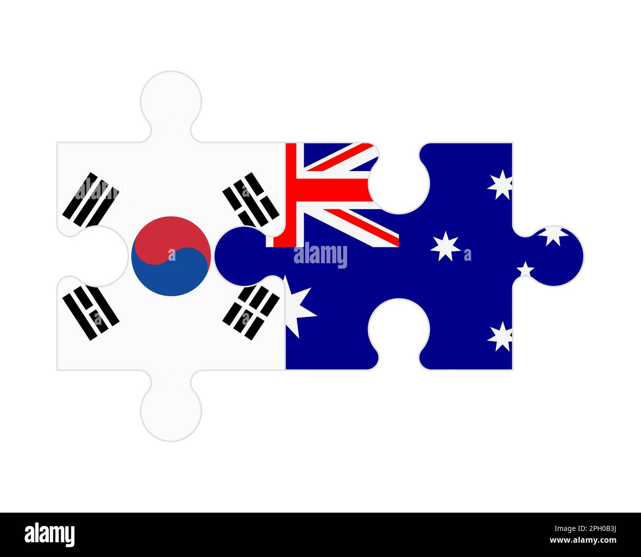 Puzzle connecté des drapeaux de la Corée du Sud et de l'Australie, vecteur Illustration de Vecteur