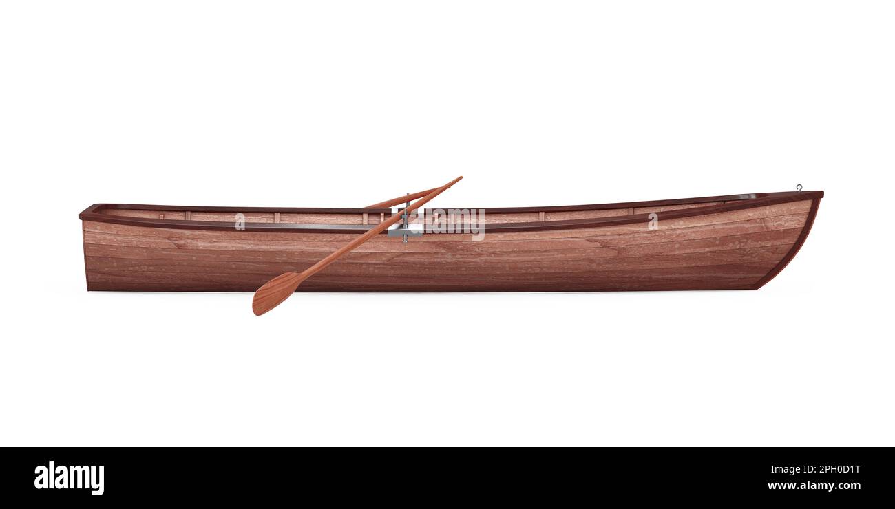 Vieux bateau de pêche en bois sur fond blanc. 3D rendu Banque D'Images