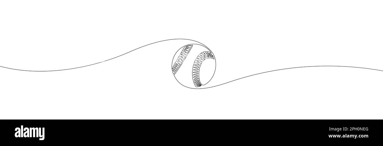 Un seul dessin de ligne continue cuir balle de baseball symbole logo. Illustration vectorielle de dessin graphique à une ligne dynamique Illustration de Vecteur