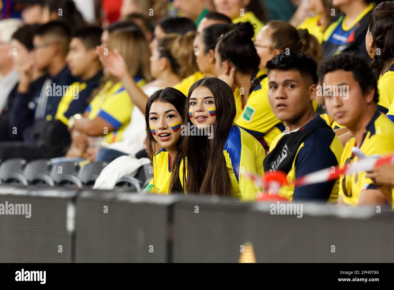 Les fans de l'Équateur apprécient le match entre les Socceroos australiens et l'Équateur au stade CommBank sur 24 mars 2023 à Sydney, en Australie Banque D'Images