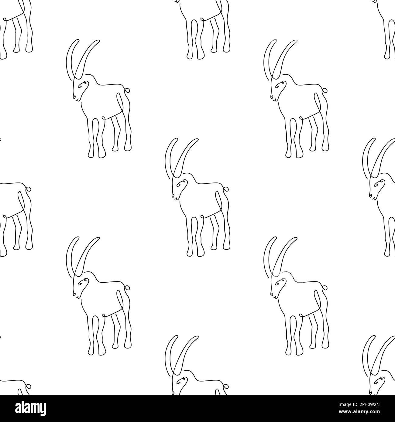 Motif sans couture avec illustration de chèvres dans le style des dessins au trait sur fond blanc Illustration de Vecteur